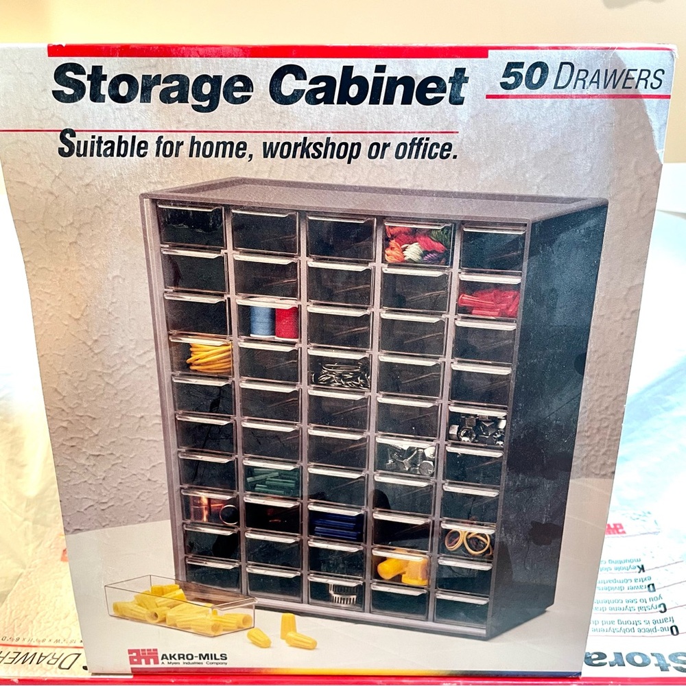 Vintage New 50 Drawer Akro-Mils 10-350 Small Parts Storage Organizer Cabinet USA